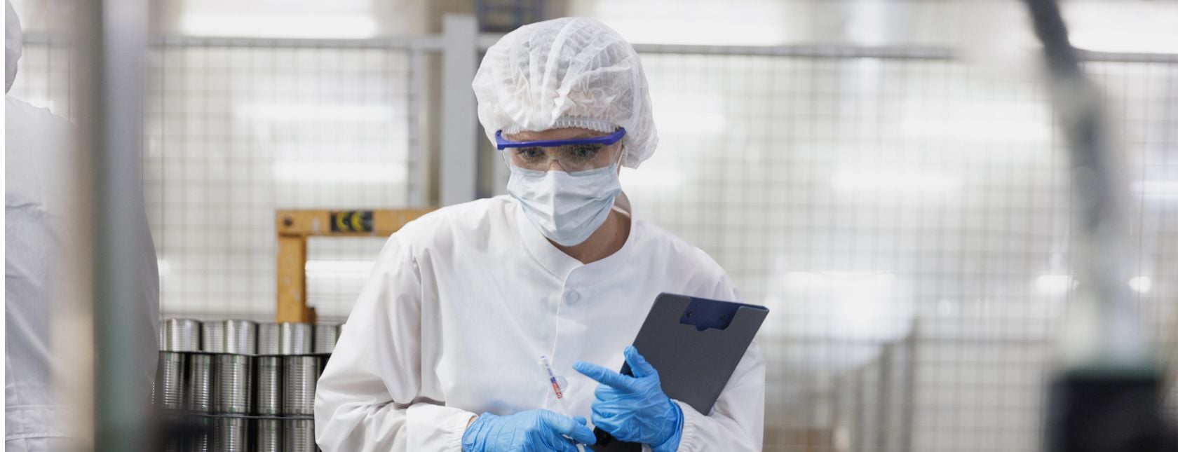 Inspecting the production line in a food processing plant