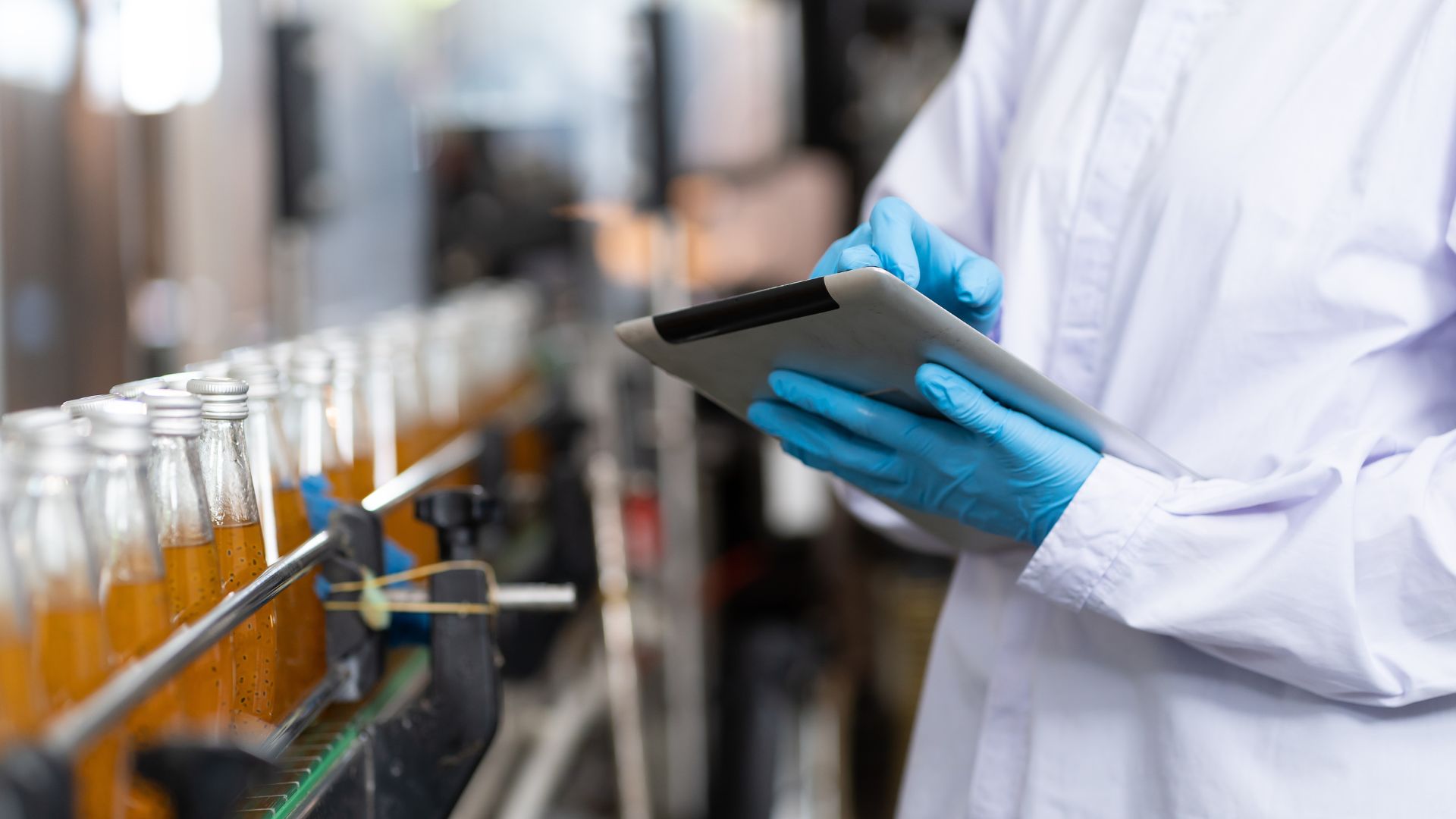Inspecting the production line in a food processing plant